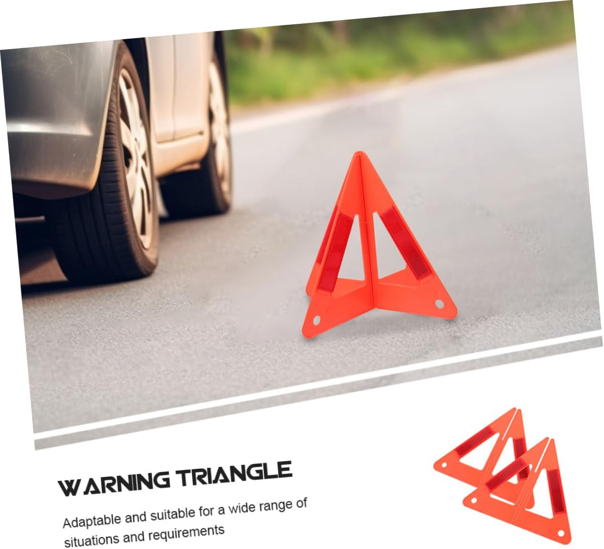 3Pcs Reflective Foldable Plastic Triangle Warning Signs for Vehicles