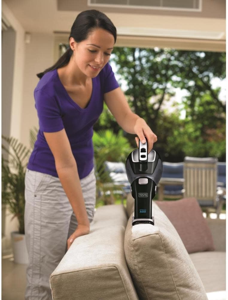 BLACK+DECKER dustbuster 20V Hand Vacuum Cordless Rechargeable, Car Vacuum Portable, Powerful Suction AdvancedClean Hand Vac with Extendible Crevice Tool, Flip-Up Brush and Charging Base (BDH2000L)