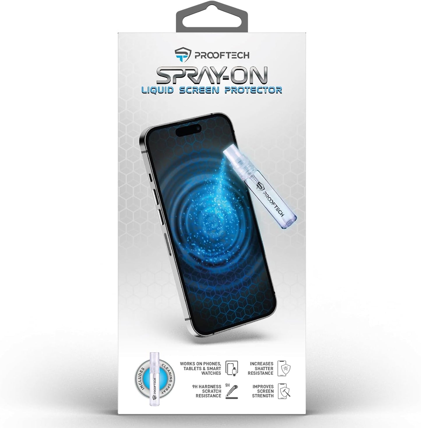 ProofTech SPRAY ON Liquid Glass Screen Protector for up to 10 Devices - Wipe On Scratch and Crack Resistant Nano Protection for All Phones Tablets Smart Watches Universal