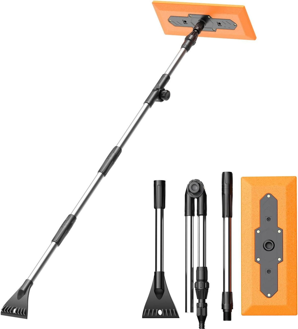 DooGooCoo 57.1" Snow Broom & Ice Scraper for Car with 16.3" Foam Brush