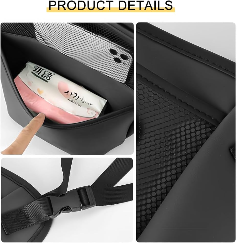 Tumecos Car Handbag Holder Between Seats, Multifunctional Car organizer for Center Armrest Box,Car Storage Bag Pocket Handbag Purse Holder for Storage, Large capacity, wear resistant(Black)