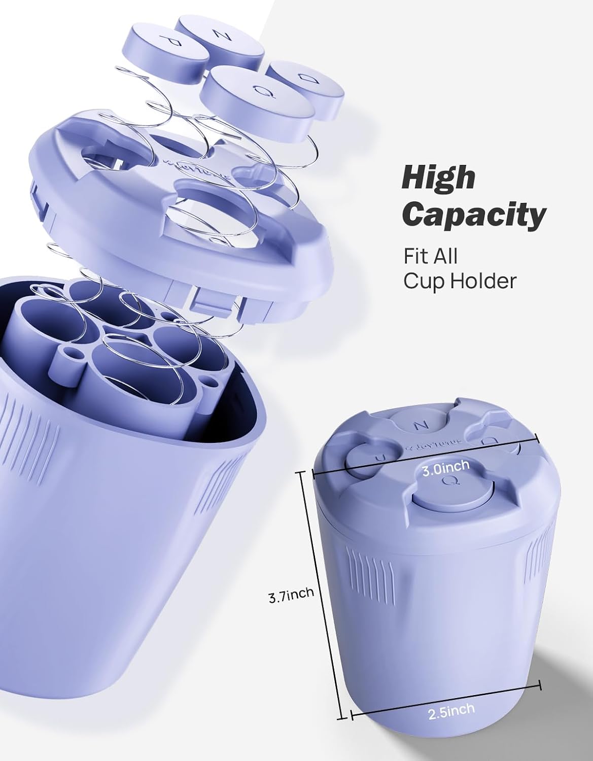 JOYTUTUS Car Coin Holder, High Capacity Coin Organizer, Cup Holder Change Sorter for Most Cars & Trucks, Purple, 1 Pack