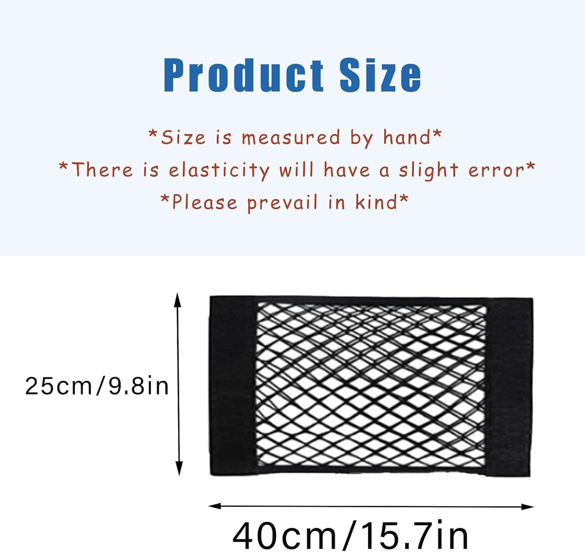 2PCS Universal Car Cargo Net with Adhesive Tape, 9.8×15.7in Trunk Storage Mesh Pocket Wall Mount Organizer Bag for Car RV SUV Boat Truck Camper Van Trailer (Black)