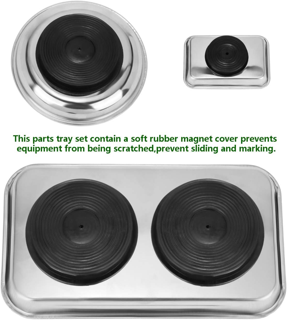 VASTOOLS Magnetic Tray Holder 3pc,for Socket Screw Nuts Bolts Metal Parts,Extra Strong Magnet,Thickened Tray,Stainless Steel