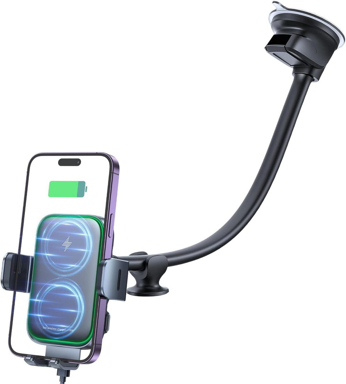 APPS2Car 15W Wireless Car Charger Phone Holder, Dual Coil, Auto Clamping