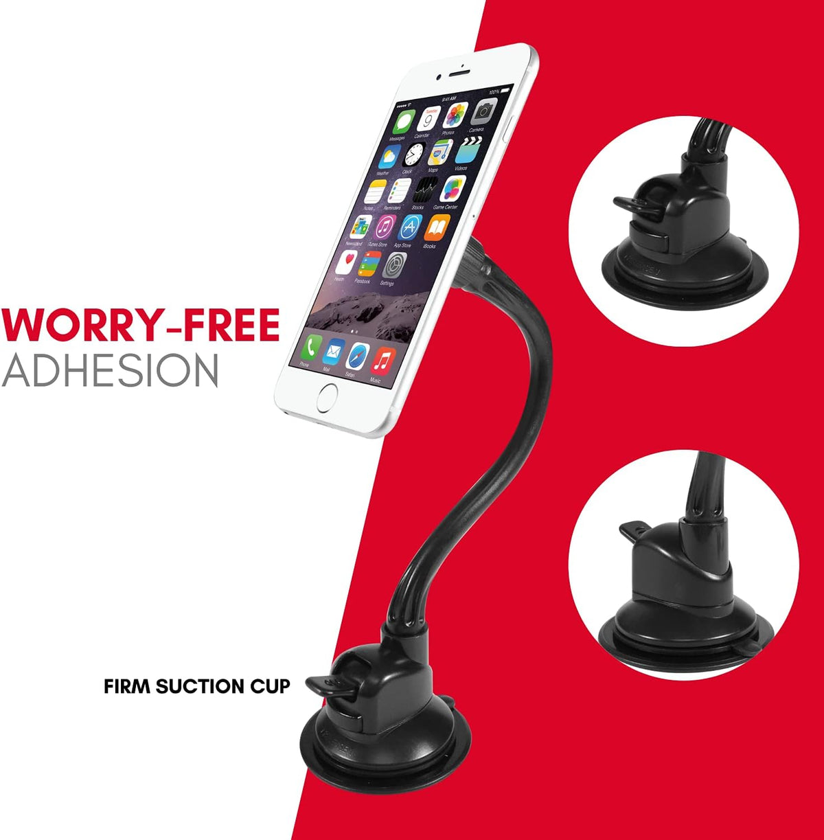 Macally Windshield Phone Mount for Car Magnetic - Suction Cup Window Mount Phone Holder with 8" Long Gooseneck Arm & Super Strong Magnet Mount for Smartphone and iPhone