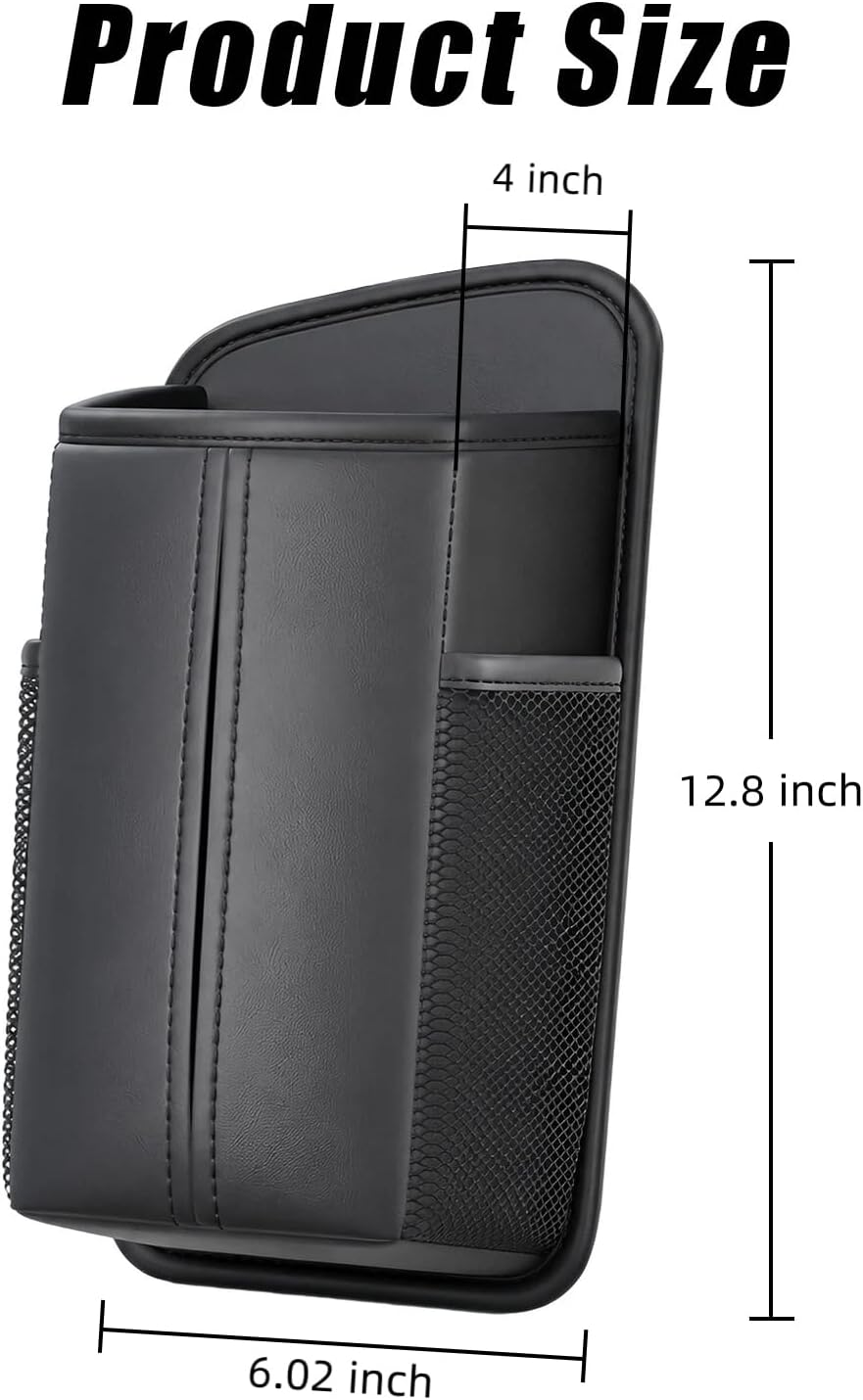 Car Tissue Holder, Waterproof PU Leather Tissue Box Cover with Mesh Pockets, Rectangular Napkin Holder Hanging Car Storage Organizer for Vehicle Front Seat, Fit for SUV Truck Van