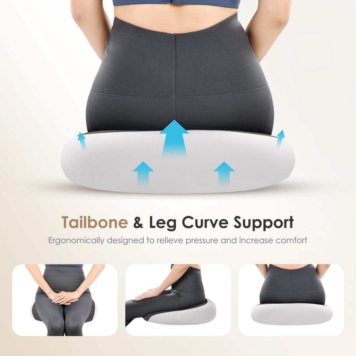 FLORICH Car Seat Cushion & Lumbar Support Pillow & Car Neck Pillow, Ergonomic Memory Foam Driving Seat Cushion for Back & Sciatica Pain Relief, Non-Slip Washable Cushion for Car, Driver, Office-Gray