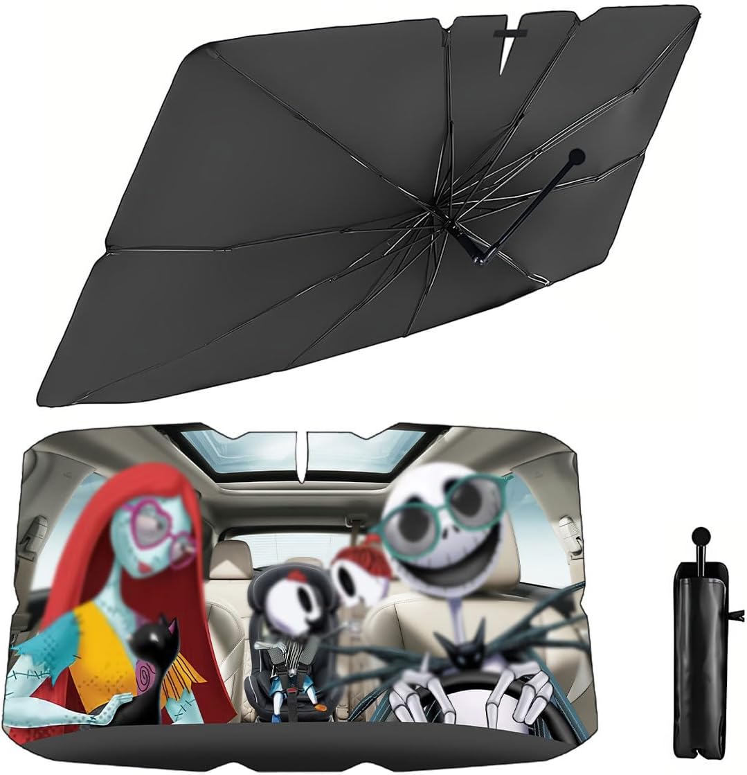 GENANY Skellington Umbrella Sunshade for Car Windshield (57x31 Inches)