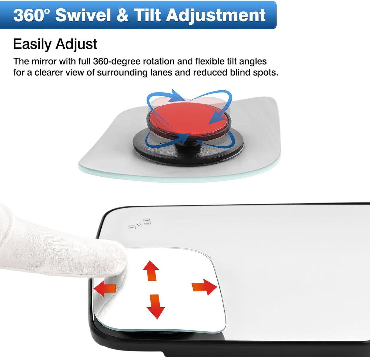 TOP-MAX Blind Spot Mirrors Compatible with 2021-2025 Ford F-150, 2022-2023 F150 Lightning, Convex Stick On Side Mirrors for Towing and Lane Changes Extended View, 2 Pack (Left & Right)