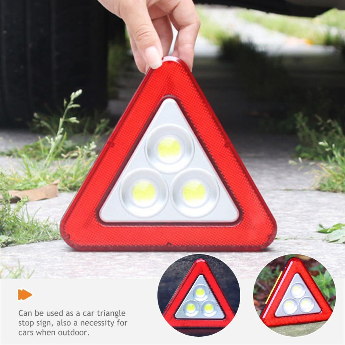 Led Warning Triangle with Bright Reflective Design Emergency Car Signal Sign for Roadside Assistance Lightweight Durable Battery Operated Batteries Not Included