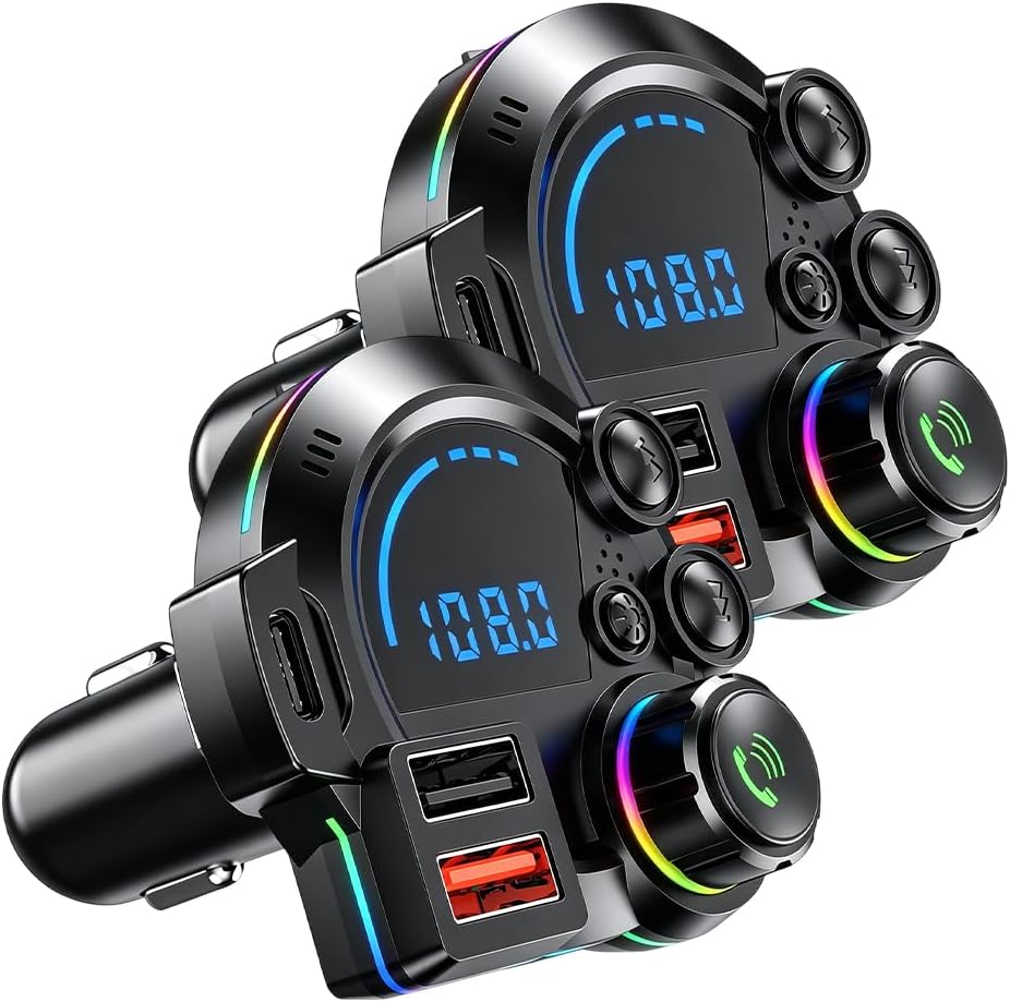 Wireless FM-Transmitter for Car, 20W USB Type-C Fast Charger, 2PCS