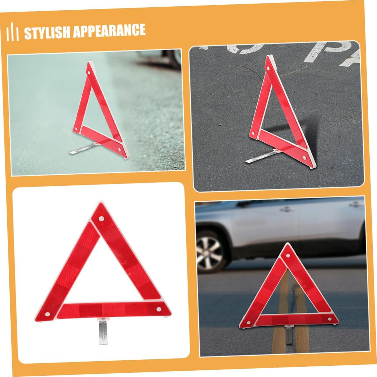 Cabilock 2 Pack Foldable Reflective Warning Triangles for Roadside Safety