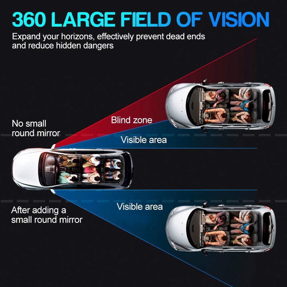Car Blind Spot Mirrors(5.12 * 2.75in), Adjustable Auxiliary Universal Wide Angle Mirror for Universal Car SUV Mirrors Strong Adhesive HD Glass Mirror Frame Thickness Less than 5MM (R)