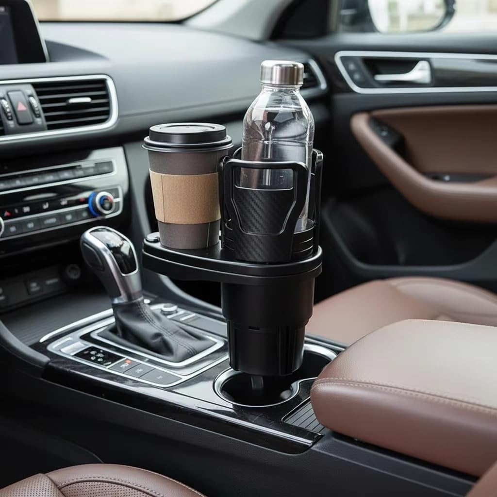 Car Cup Holder Expander for Chevy Chevrolet Spark 2019-2022 2-in-1 Dual Cup Mount Organizer with 360 Degree Rotating Adjustable Base Black 1 Pack