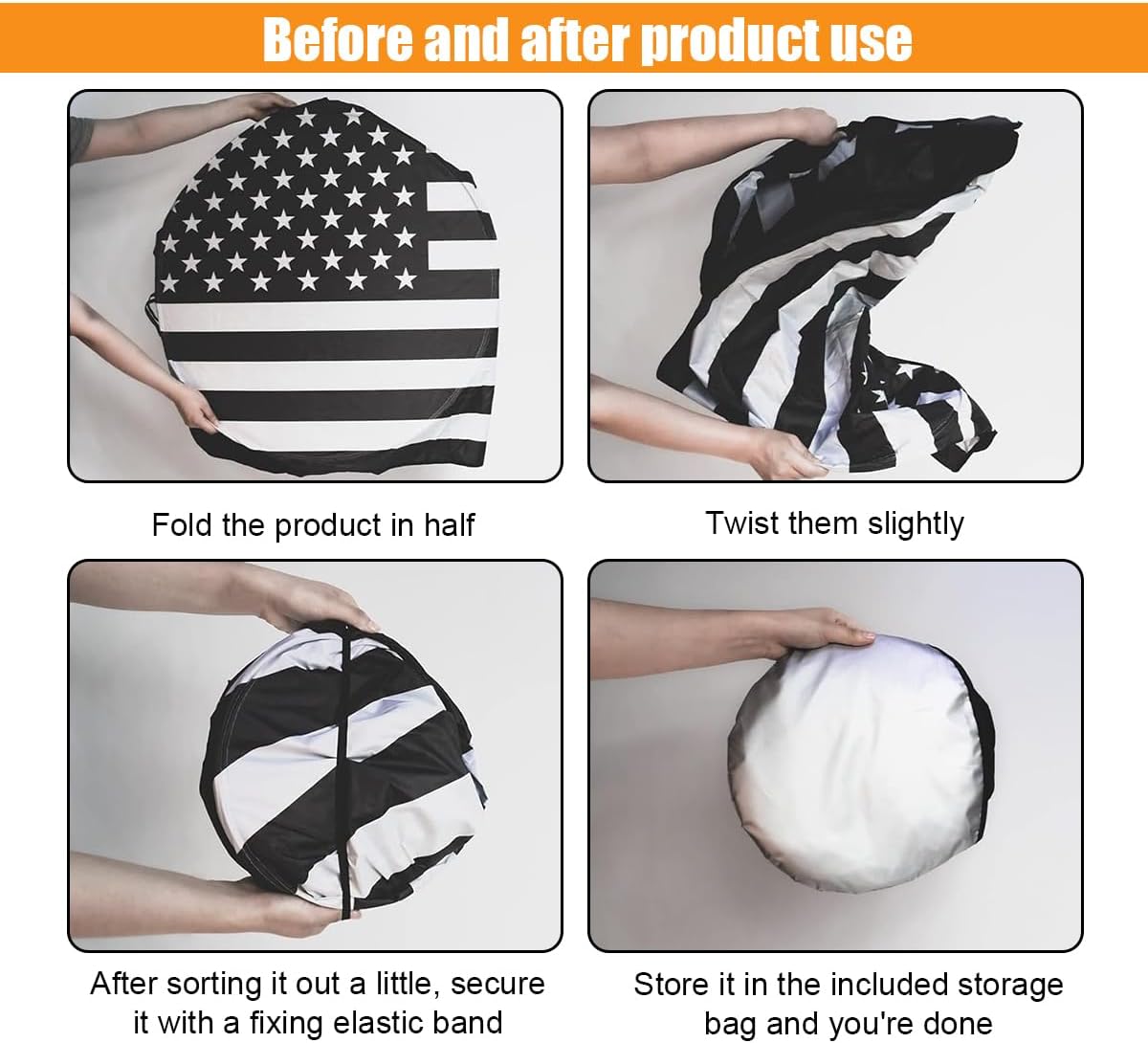 smilfuy Foldable American Flag Car Windshield Sun Shade, USA Flag, X-Large