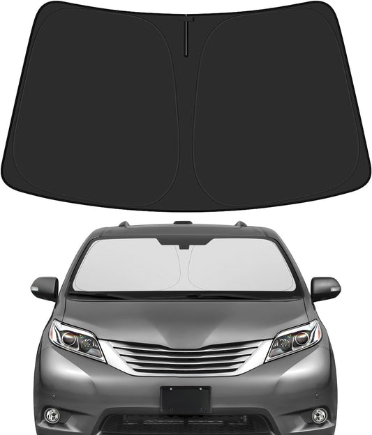 BIBLOZ Car Windshield Sun Shade for Toyota Sienna 2011-2020, L, LE, SE, XLE, Limited Platinum Accessories Foldable Car PET Sunshade Keeps The Cool Inside