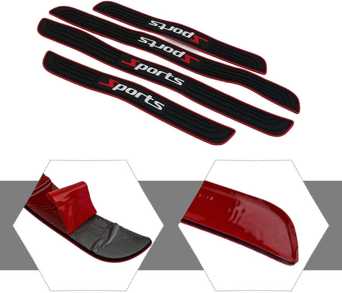 Sleek Design, Rubber Car Door Sill Scuff Plate Cover Panel Step Protector, Easy Installation, Scratch Resistant