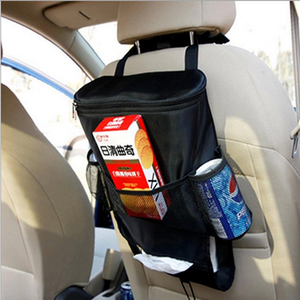 2PCS Car Seat Back Organizer, Auto Back Seat Hanging Insulation Multi- Pocket Travel Storage Cooler Bag Heat-Preservation Insulated Wrap Bottle Bag with Mesh Pockets