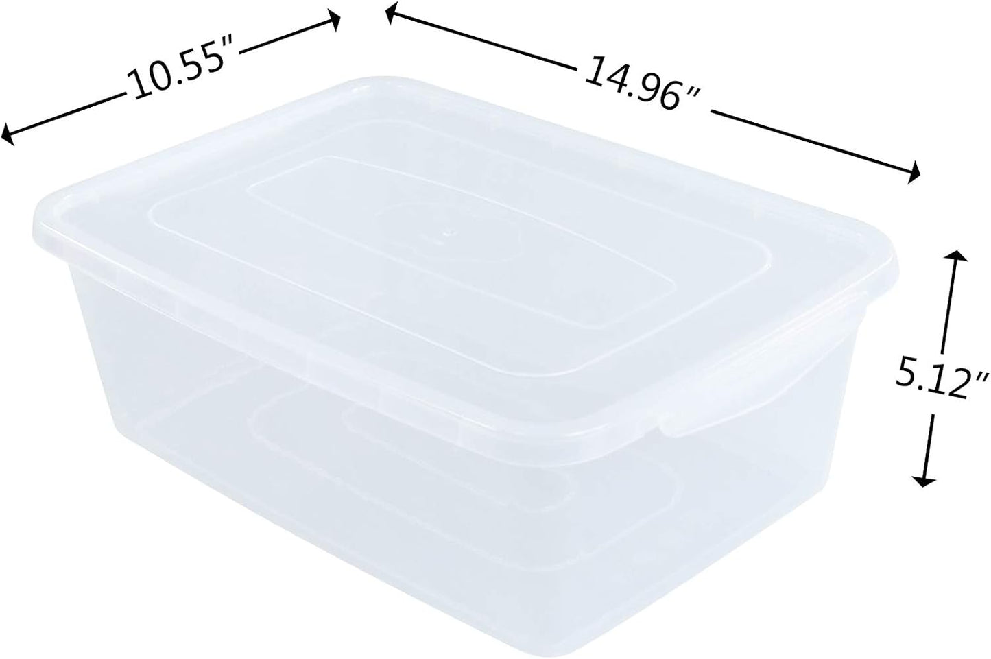 Inhouse 14 Quart Clear Storage Bin, Plastic Latching Box/Container with Lid, Shoe Boxes, Set of 4