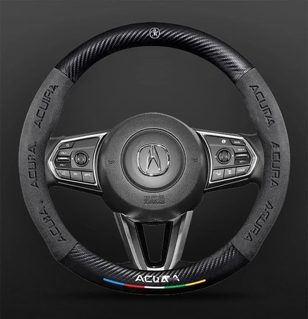 Car Steering Wheel Cover Compatible with-Acura All Models Nappa Leather&Carbon Style Car Steering Wheel Protector