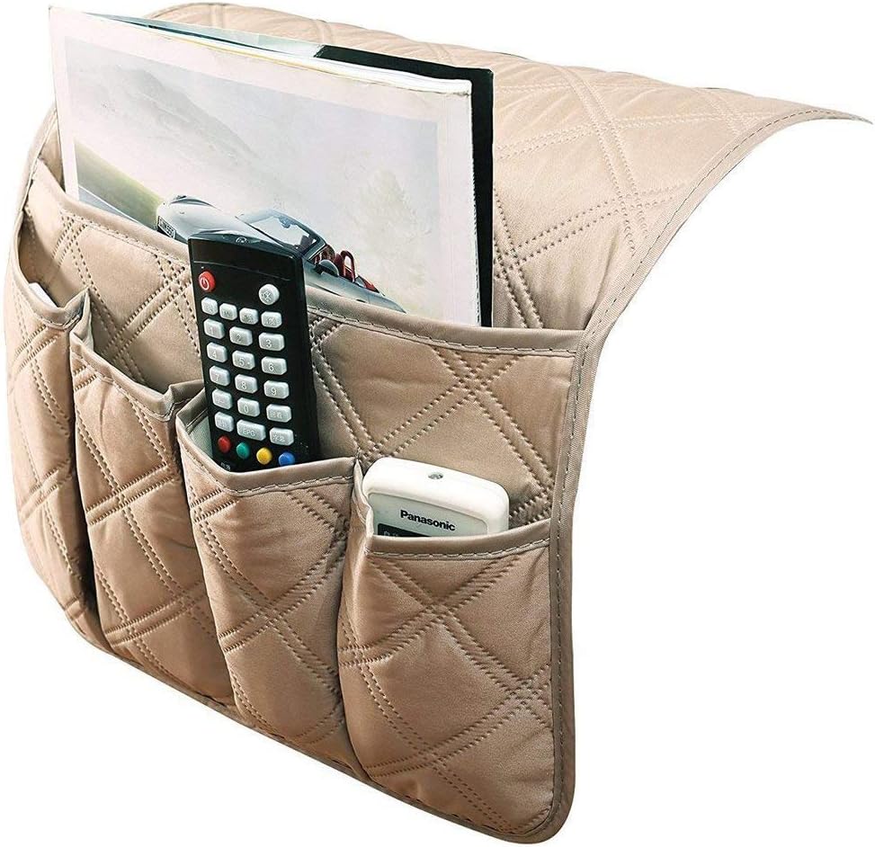 IPENNY Couch Sofa Armrest Organiser Chair TV Remote Holder Bed Storage Pocket Bag for Cellphone Tablet Notepad Book Magazines DVD Eyewears Drinker Snacks Holder Pouch