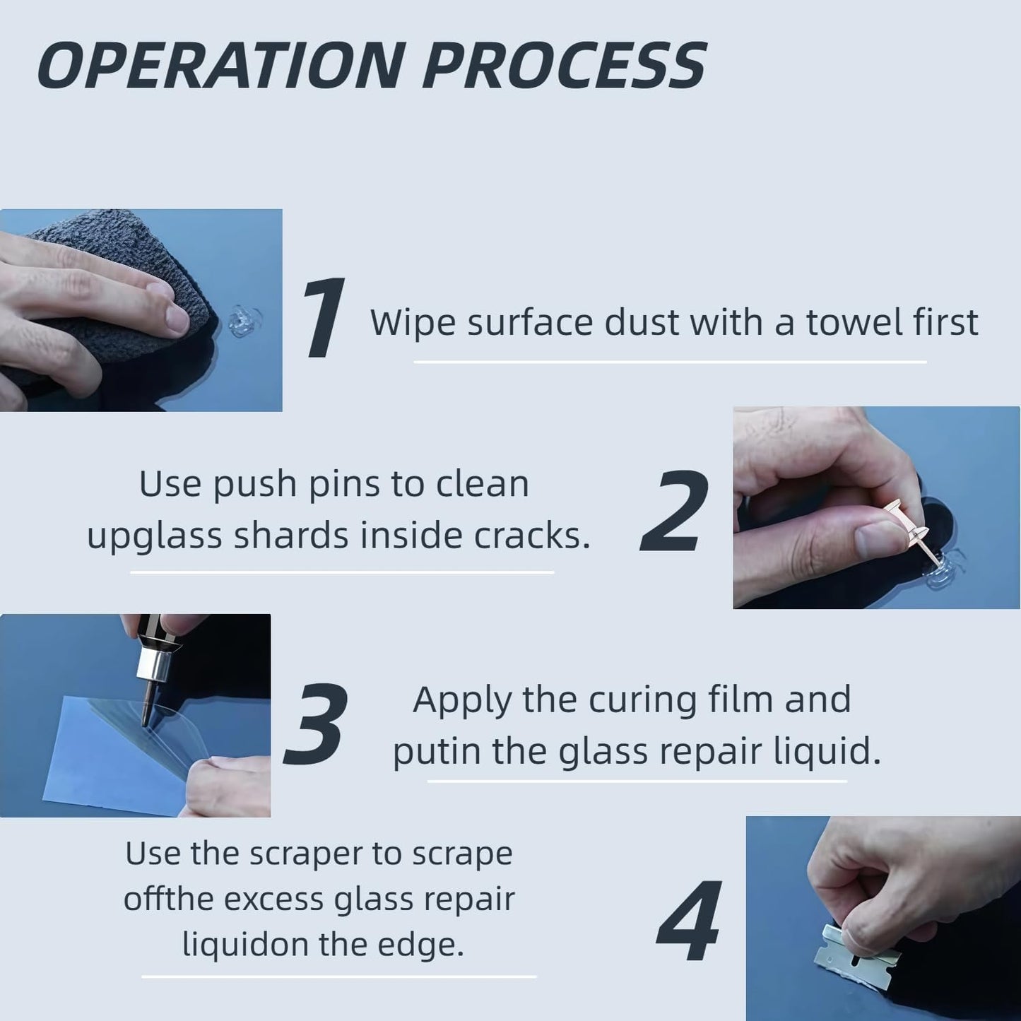 Windshield Repair Kit, 5Min Quick-Repair Nano Glass Repair Fluid. Suitable for Repairing car Windows, Rearview Mirrors and Glass.-New 2Pack