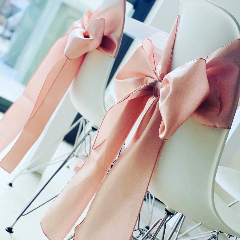 Terracotta Satin Chair Sashes Bows 50 Pack 7x108 Inches Chair Ribbons for Wedding Party Birthday Fiesta Engagement Anniversary Halloween Christmas Outdoor Event Decorations