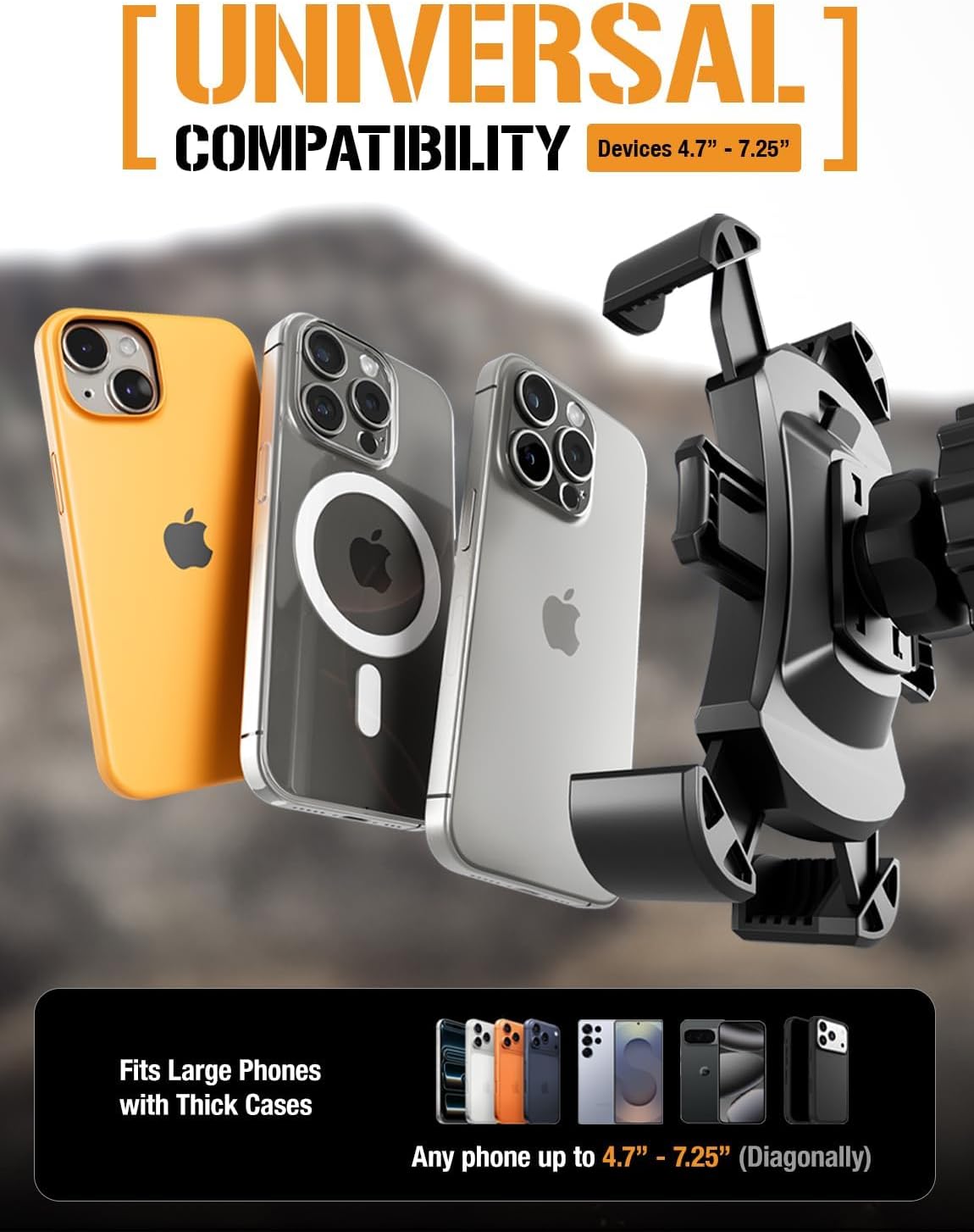 ToughTested Cup Holder Phone Mount, Heavy Duty Boom Arm, Adjustable Grip