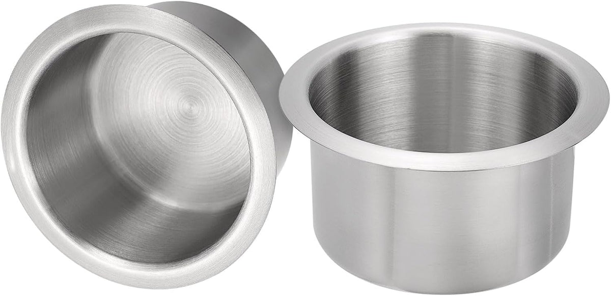 uxcell 2 Pcs 201 Stainless Steel Drop-in Cup, 2.44" x 4.6" Drink Can Holder Poker Table Cup Holder Insert for Sofa Boat Car Marine, Silver