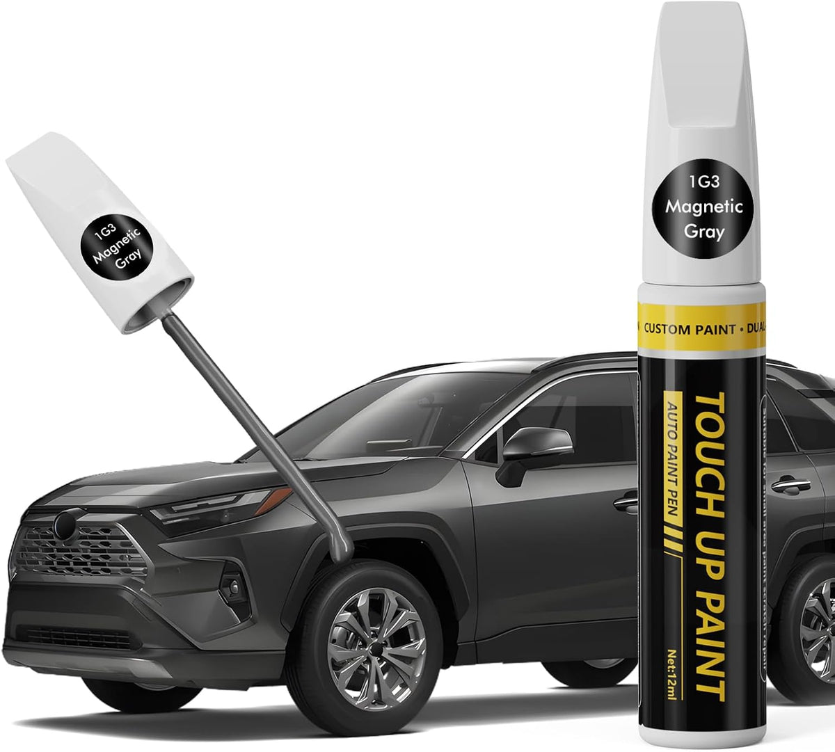((1G3) Magnetic Gray Metallic) Touch Up Paint for Toyota, Car Paint Scratch Repair Kit, 2 in 1 Premium Scratch Remover Pen with Exact Color-Matched