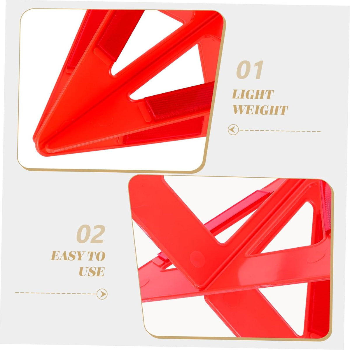 Foldable Reflective Warning Triangle Sign, PVC Roadside Safety