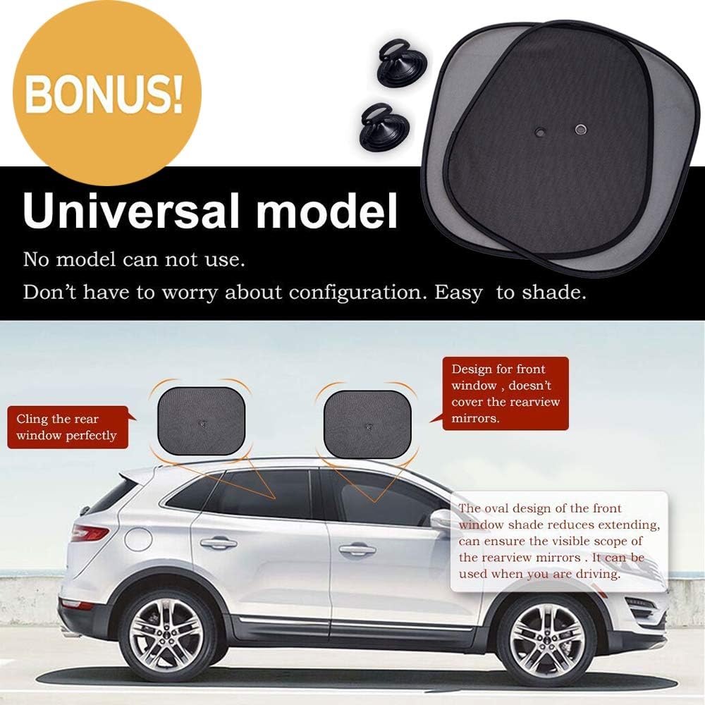 Big Ant Windshield Sun Shade Car Window Sunshade with Side Window Shades as Bonus, Blue Foldable UV Ray Visor Protector Shield Cover Keeps Vehicle Cool (Size 55" x 27.5")