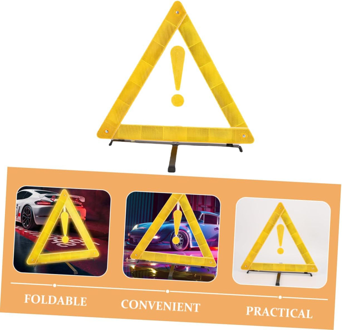 ULTECHNOVO Foldable Reflective Warning Triangle Sign for Emergency Parking Safety Reflector with High Visibility for Roadside Use and Car Inspections