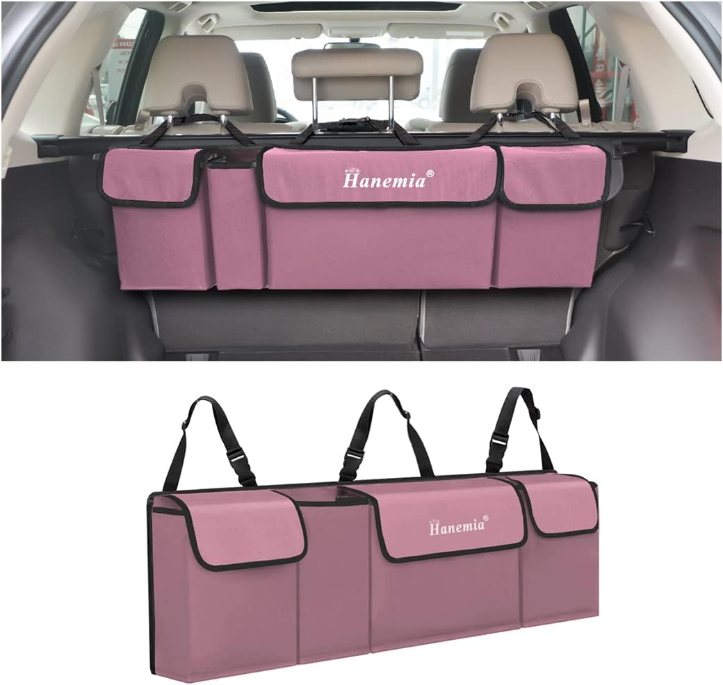 Car Trunk Organizer and Storage, Backseat Hanging Organizer for SUV, Truck, MPV, Waterproof, Collapsible Cargo Storage Bag with 4 Pockets, Car Accessories for Men and Women (Army Green)