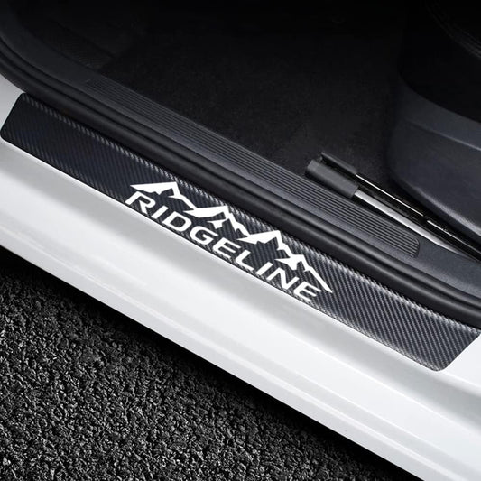 4Pcs Car Door Sill Protector for Ridgeline 2005-2023 Accessories, Carbon Fiber Leather Door Sill Sticker, Decoration Door Sill Scuff Plate Sticker for Auto Truck SUV
