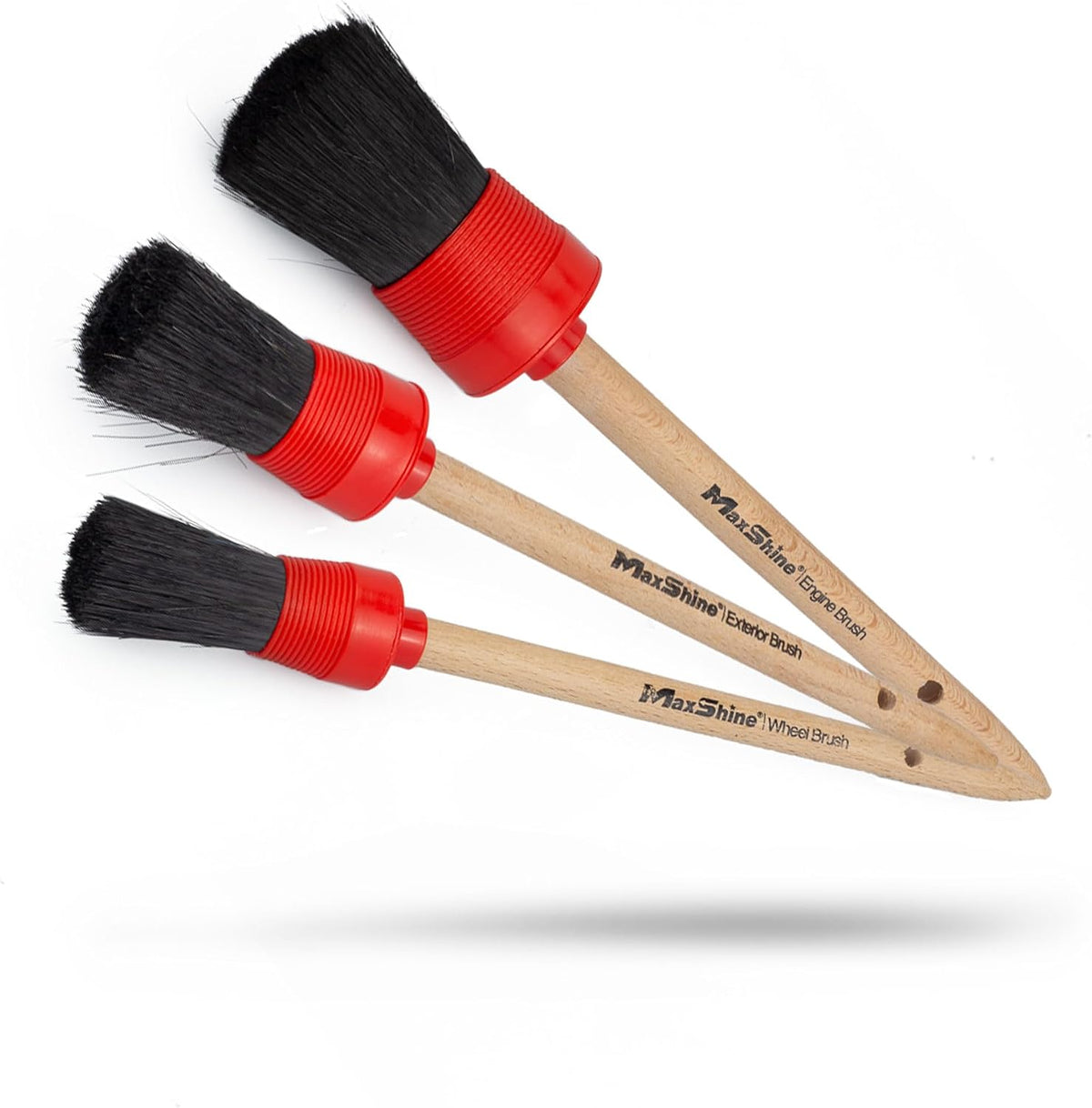 Maxshine Detailing Brushes Set (3-Piece) – Brush Width: 0.8", 1.3", 1.8" – Scratch-Free Soft Bristles, Ergonomic Grip – Versatile Car Detailing for Interior & Exterior