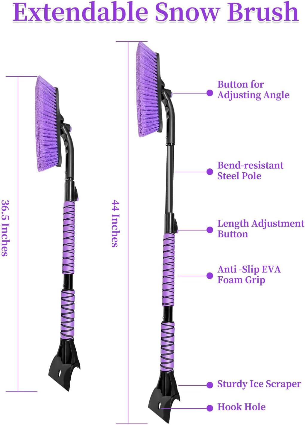 HEEYA 44 Inch Snow Brush for SUV, Ice Scraper for Car Windshield Window