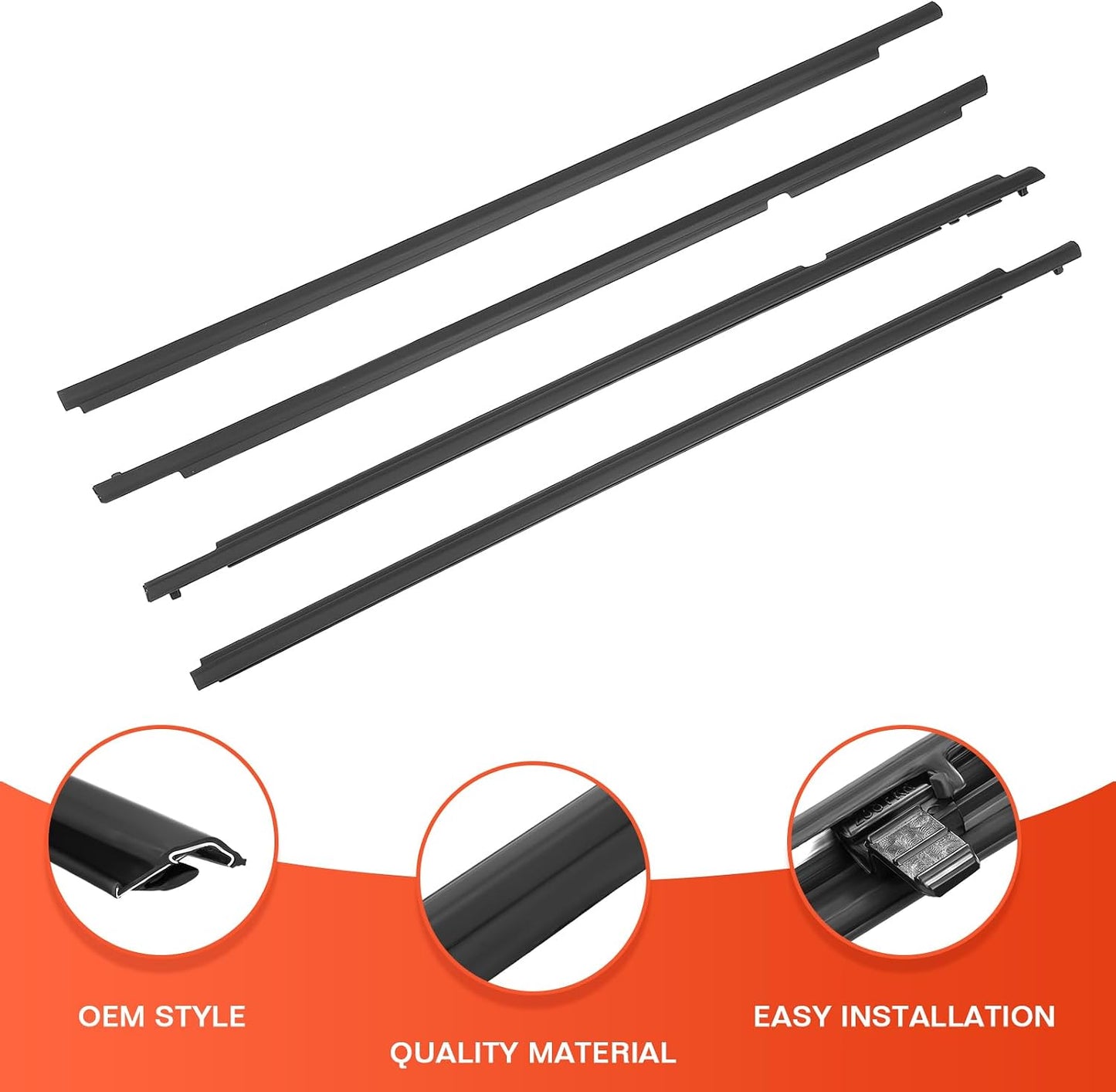 Weatherstrip Window Seal Car Window Moulding Trim Sweep Felt Seal Kit Fit for Toyota Corolla CE LE S XLE XRS 2009 2010 2011 2012 7573012300 7571002210-4 Piece Set