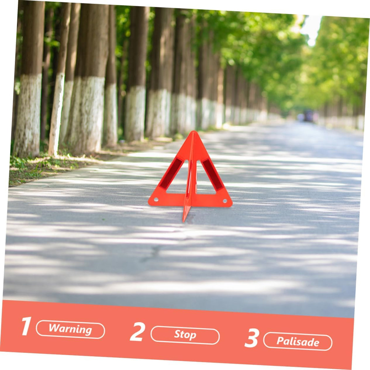 3Pcs Reflective Foldable Plastic Triangle Warning Signs for Vehicles