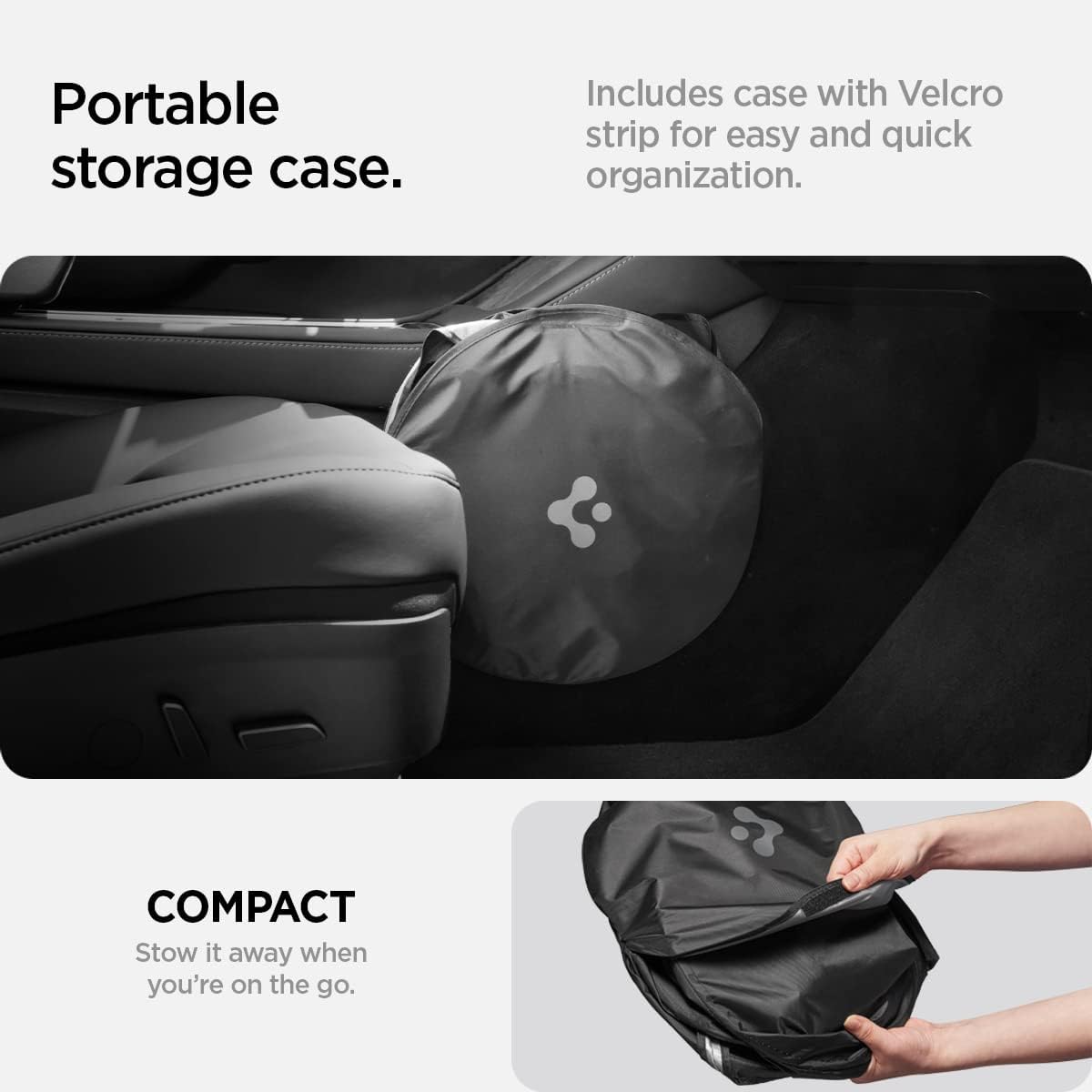 Spigen ZeroGap Windshield Sunshade for Tesla Model Y & 3, Maximum UV & Heat Protection, Dual Layer with Pocket | Car Accessories for Model Y Juniper, Model Y L, Model 3 Highland | Gift for Tesla Owner