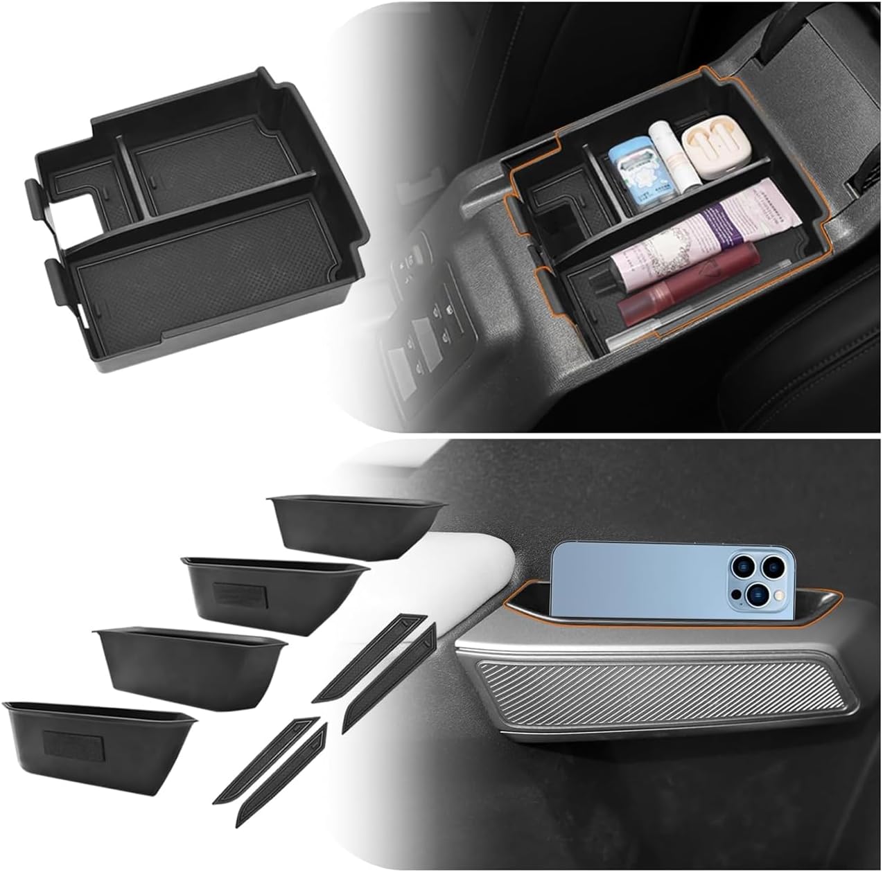 GZSH 2 PCS Trunk Organizers for 2025 2026 Ford Bronco 4 Doors Automatic Transmission ONLY with Center Console Organizer, Door Handle Storage Not for manual transmission (Not for Sport & 2Door)