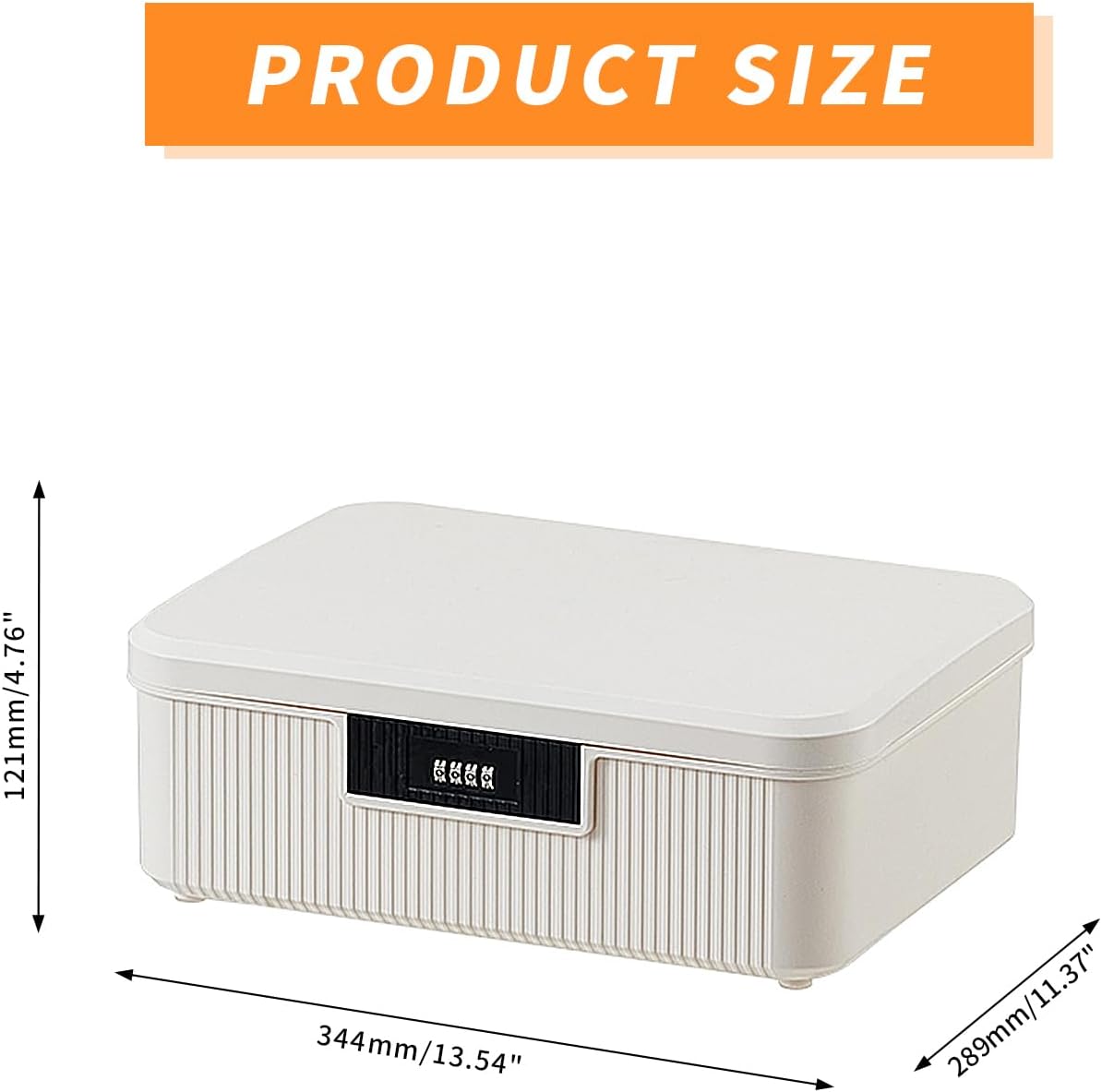 Lockable Storage Container Bin, 4.2 Gallon Capacity Organizer Box with Combination Lock, Heavy Duty Plastic Trunk, Usable As Item Organizer Or Office File Storage(White)