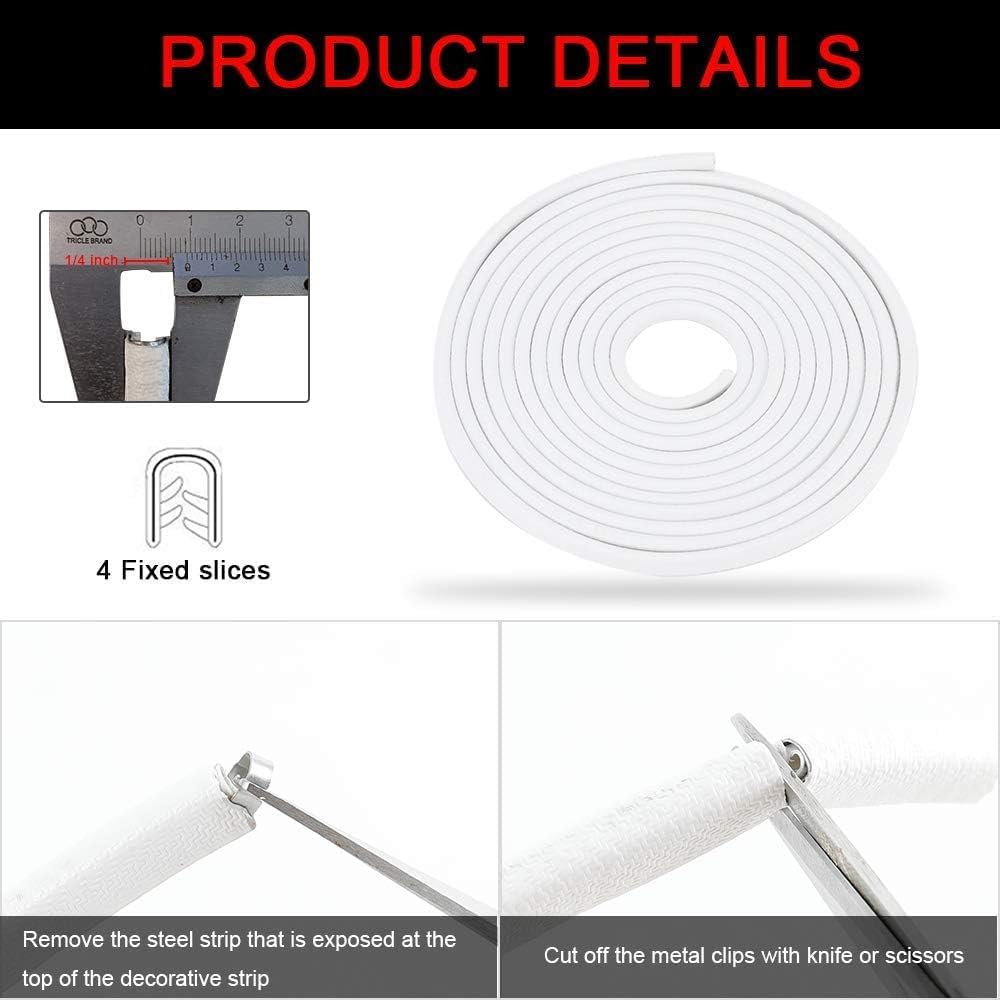 Winunite 32.8ft(10m) Car Door Edge Guards White – Fits Most Vehicles, No Glue, U-Shaped, Built-in Metal Clips, Scratch and Chip Resistant – Reduces Dings in Parking Lots