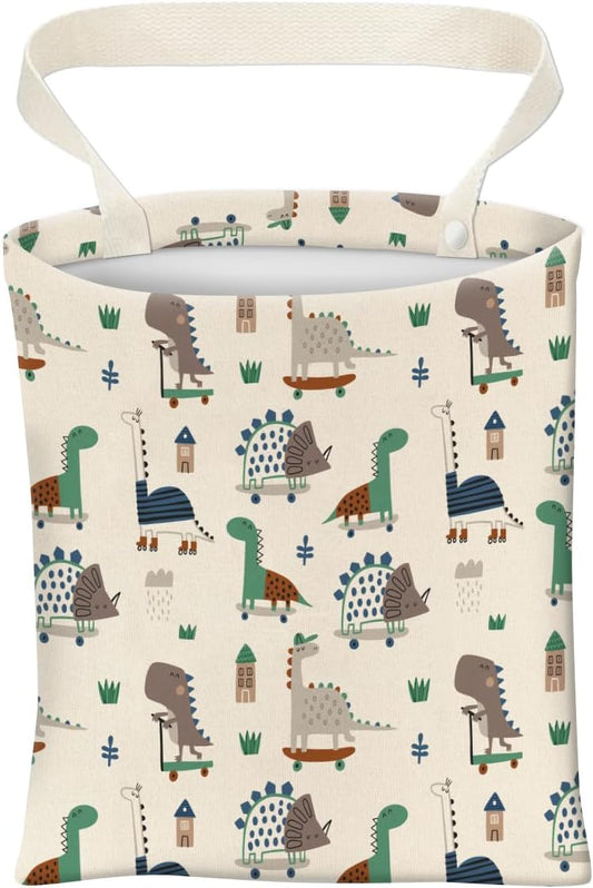 Car Trash Can, Cute Car Trash Bag, Hanging Car Organizer and Storage Bag, Trash Bin for Car Accessories, Vehicle, Travelling, Camping Cute Dinosaur