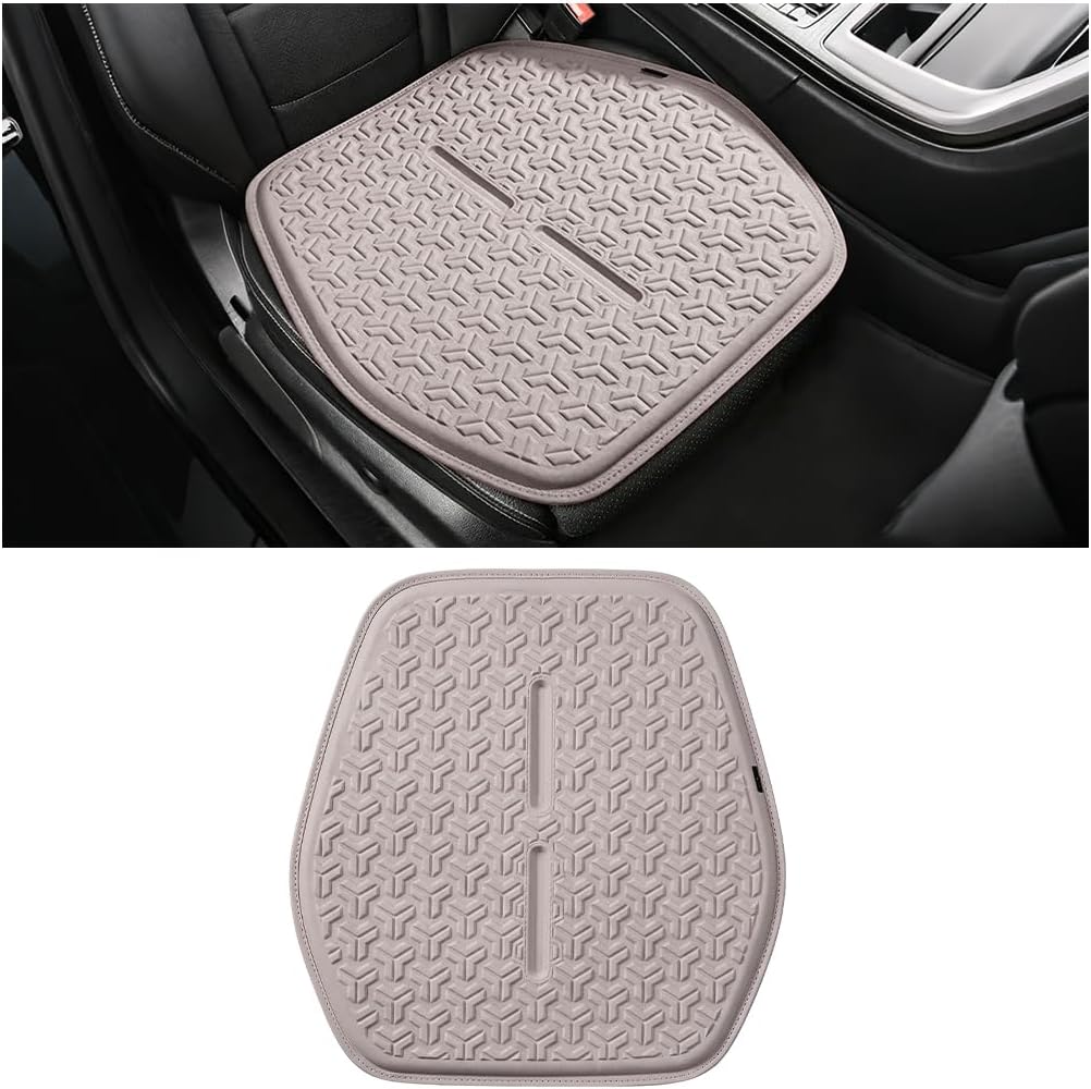 Gel Car Seat Cushion, Soft Cooling Breathable Anti-Slip Driver Seat Mat for Sciatica & Coccyx Pain Relief, Comfortable Auto Interior Chair Protector Pad, Universal Fit (Khaki)