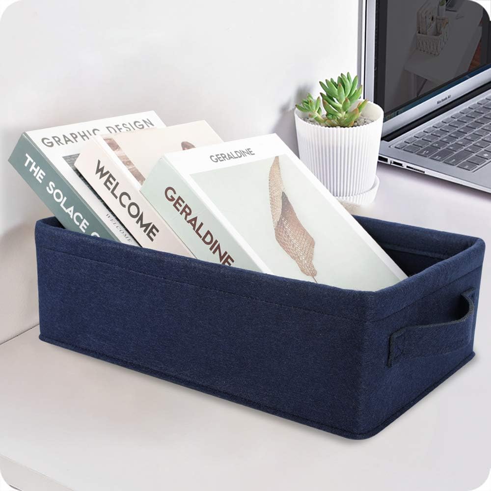 Navy Blue Storage Basket Bins Small Decorative Baskets Storage Cubes for Cellphone Earphone Chargers Cables Make Up Shelf Fabric Drawers Storage Baskets Cute Storage Baskets