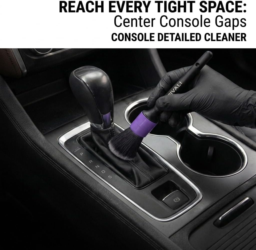 Rivali Car Care 5-Piece Car Interior Detailing Brush Set, Soft Scratch Free