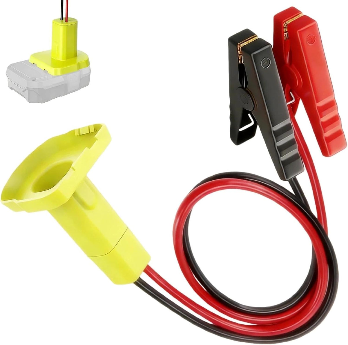 2FT Portable Jumper Starter Cable Adapter Compatible with Ryobi 18V Battery, 12AWG Automotive Booster Power Cord for Car and Light Vehicle Jump Starting