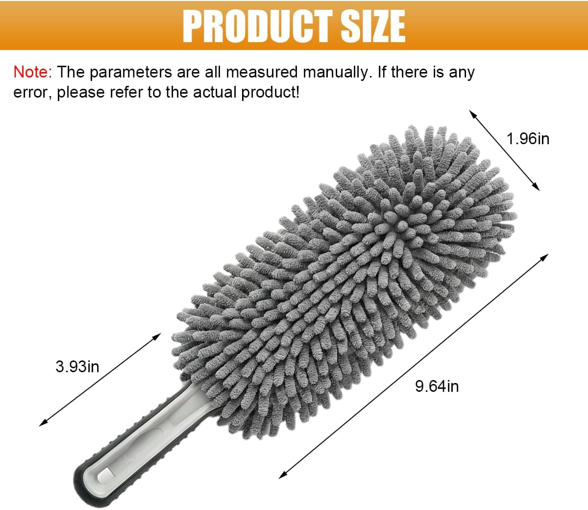 Craedli Car Interior Duster, Soft Chenille Microfiber Car Dash Dusting Brush Tool with Comfort Anti-Slip Grip, Multifunctional Auto Detailing Cleaning Supplies for Cars, Trucks, SUVs(Double-Sided)